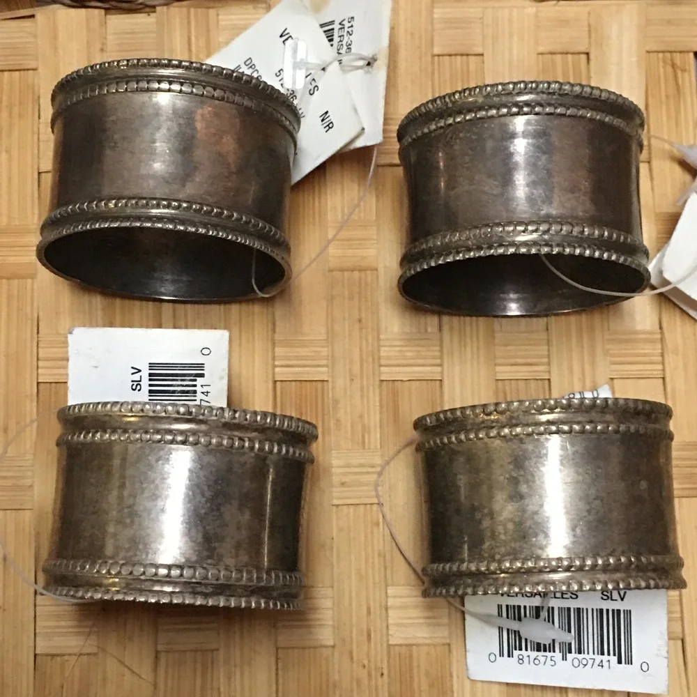 Park B. Smith Napkin Rings Unisex OS Silver‎ Versailles Beaded Edge Set of 4